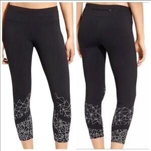 NWT Athleta Graphic Sonar Floral Capri Legging Cropped Activewear Black Size XS